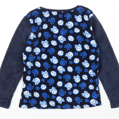 Snooze Time Boys Blue Geometric   Pyjama Top Size 9-10 Years  - Skulls