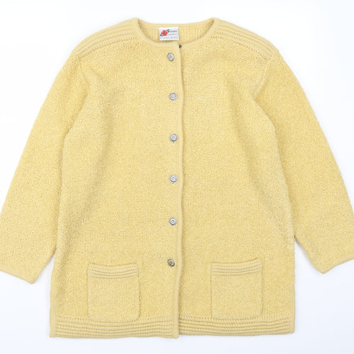 Poppy Womens Yellow   Cardigan Jumper Size 14