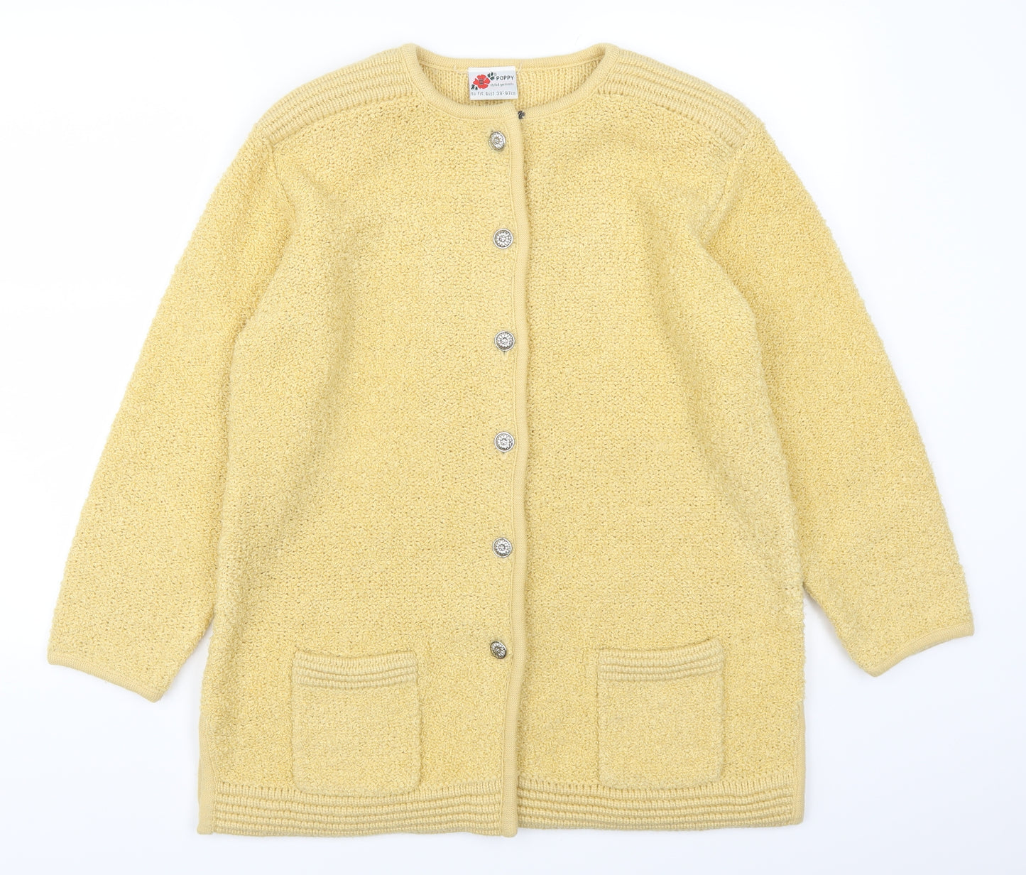 Poppy Womens Yellow   Cardigan Jumper Size 14