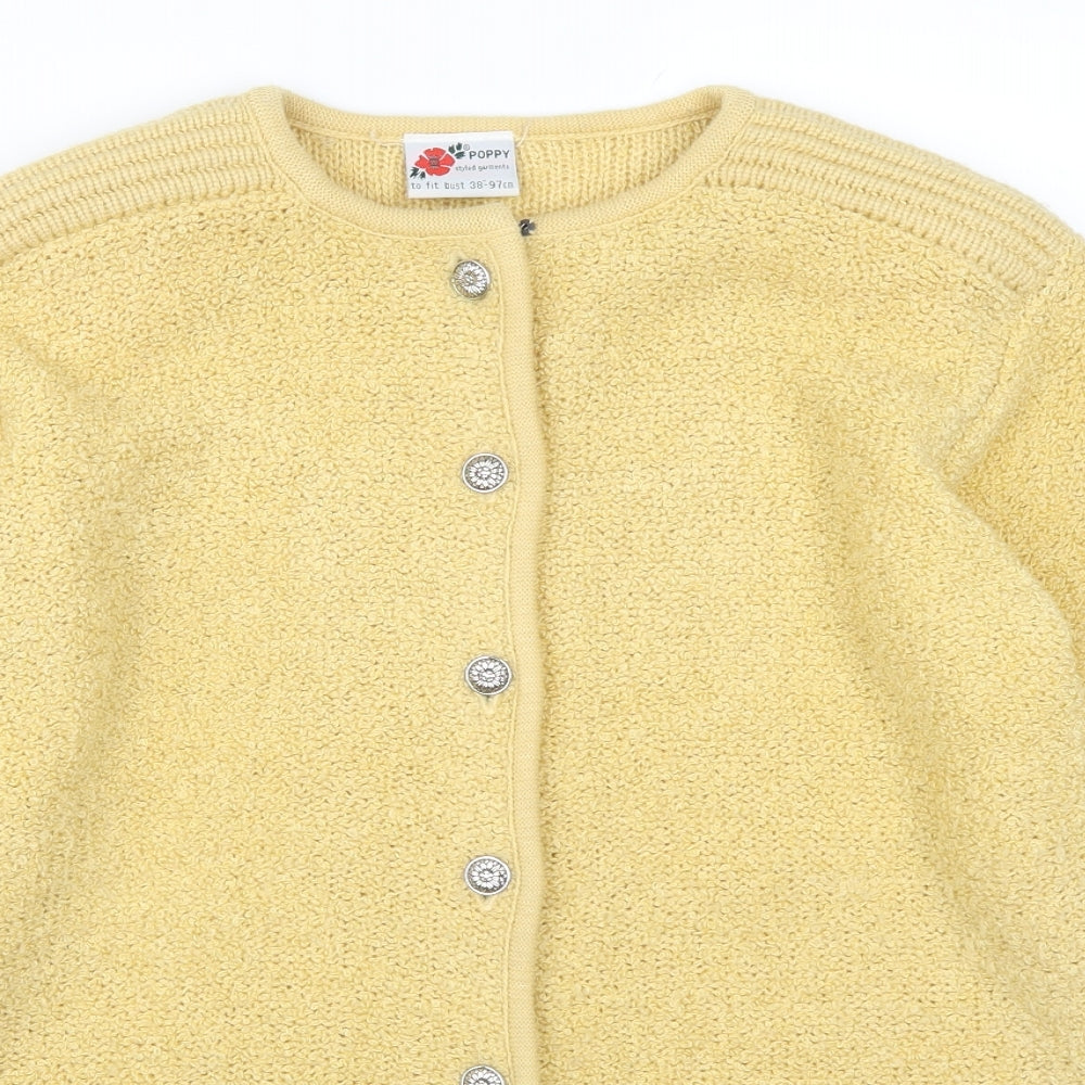 Poppy Womens Yellow   Cardigan Jumper Size 14