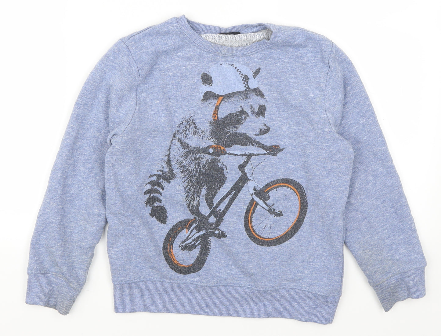 NEXT Boys Blue   Pullover Sweatshirt Size 8 Years  - Raccoon on a Bicycle