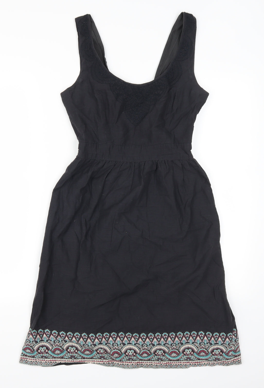 Fat Face Womens Grey   Skater Dress  Size 8  - Floral Hem