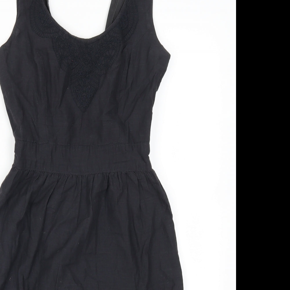 Fat Face Womens Grey   Skater Dress  Size 8  - Floral Hem