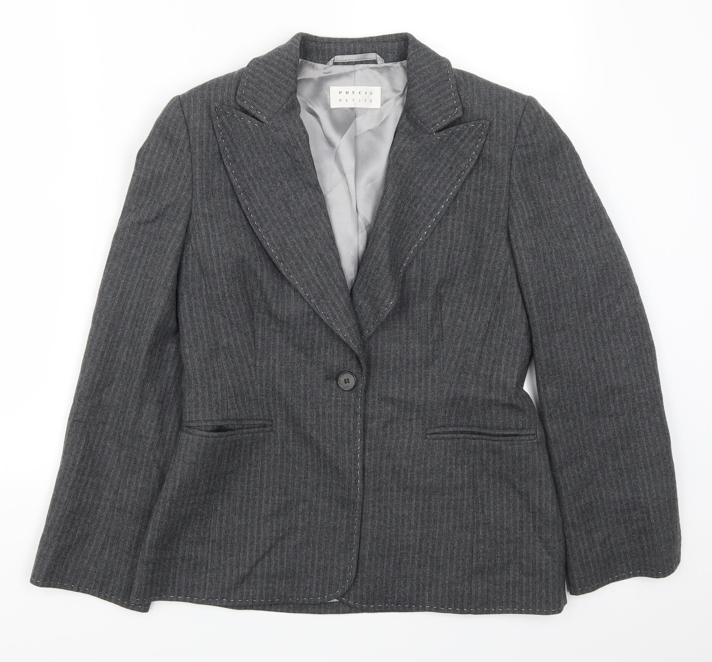 Precis Womens Grey Striped  Jacket Suit Jacket Size 10