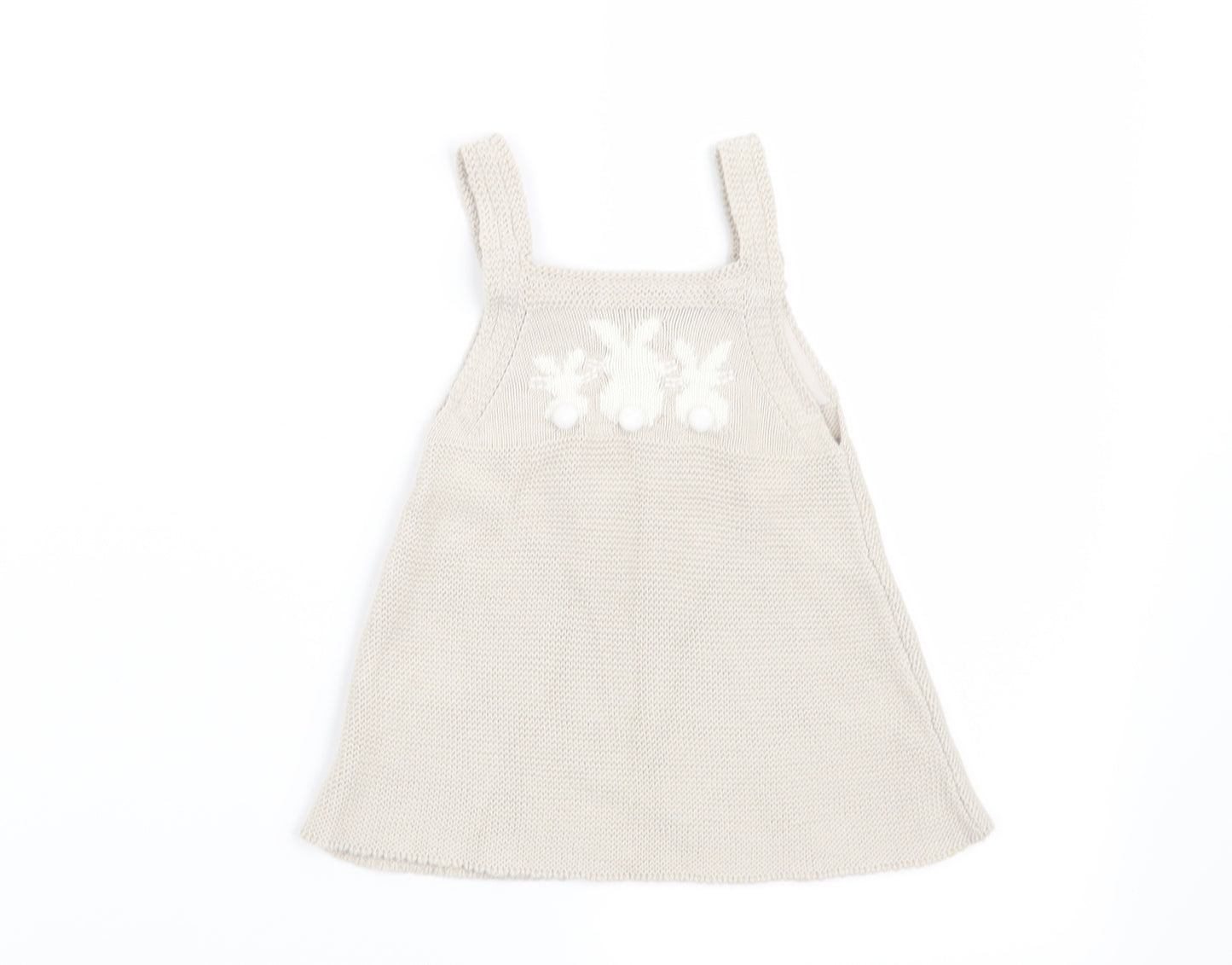 NEXT  Beige   Pinafore/Dungaree Dress  Size 0-3 Months  - Rabbits