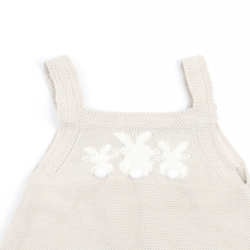 NEXT  Beige   Pinafore/Dungaree Dress  Size 0-3 Months  - Rabbits