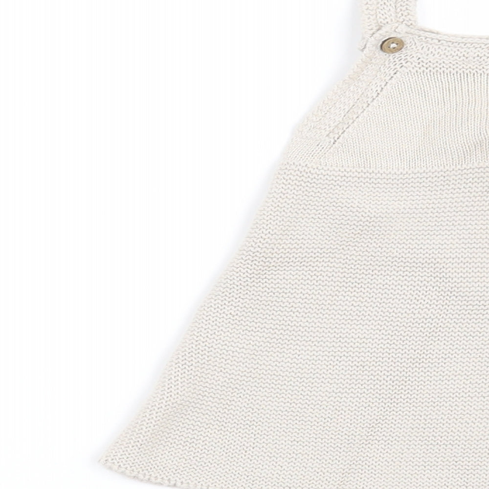 NEXT  Beige   Pinafore/Dungaree Dress  Size 0-3 Months  - Rabbits