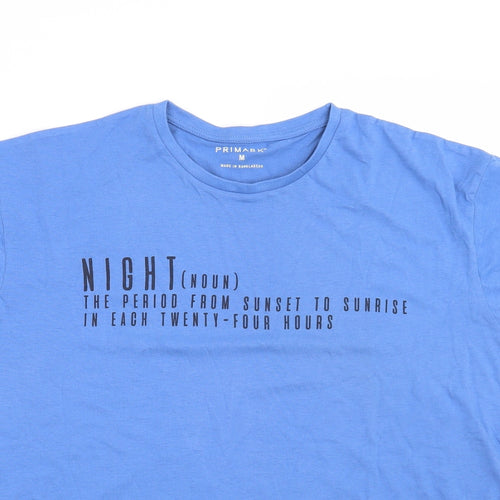 Primark Mens Blue    T-Shirt Size M  - Night (Noun) The period from sunset to sunrise