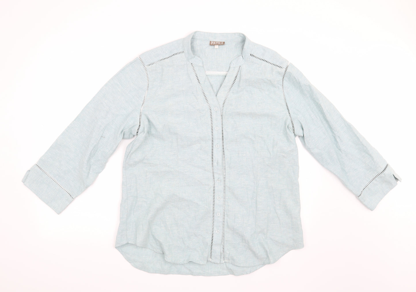 Patra Womens Blue   Basic Button-Up Size XL