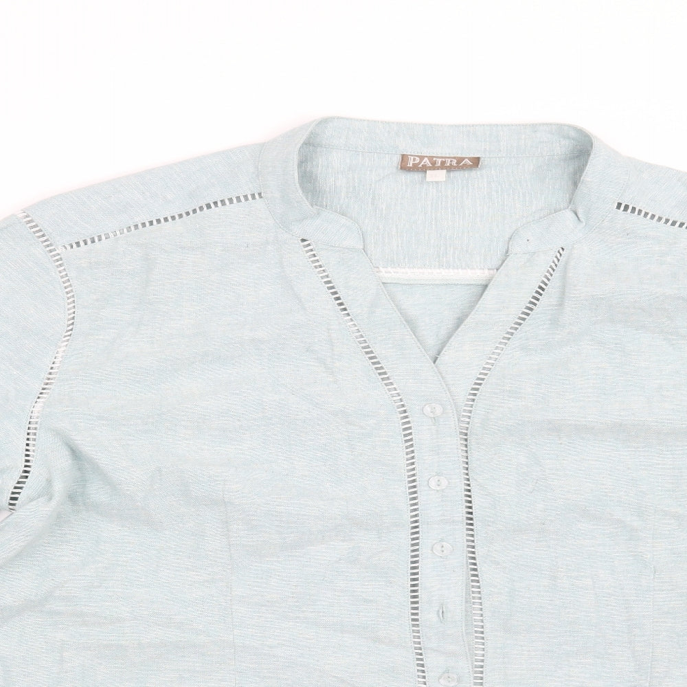 Patra Womens Blue   Basic Button-Up Size XL
