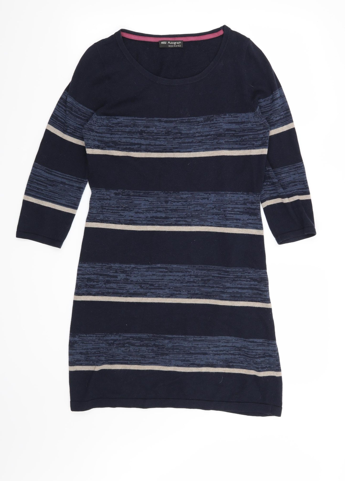 Autograph Womens Blue Striped  Jumper Dress  Size 8