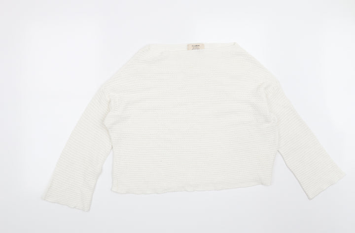 Pull & Bear Womens White   Pullover Jumper Size M