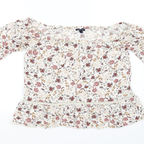 American Eagle Outfitters Womens Silver Floral  Basic Blouse Size L