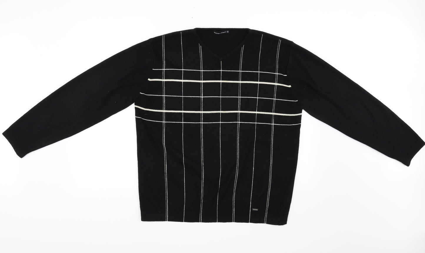 Fashion Union Mens Black Check  Pullover Jumper Size M