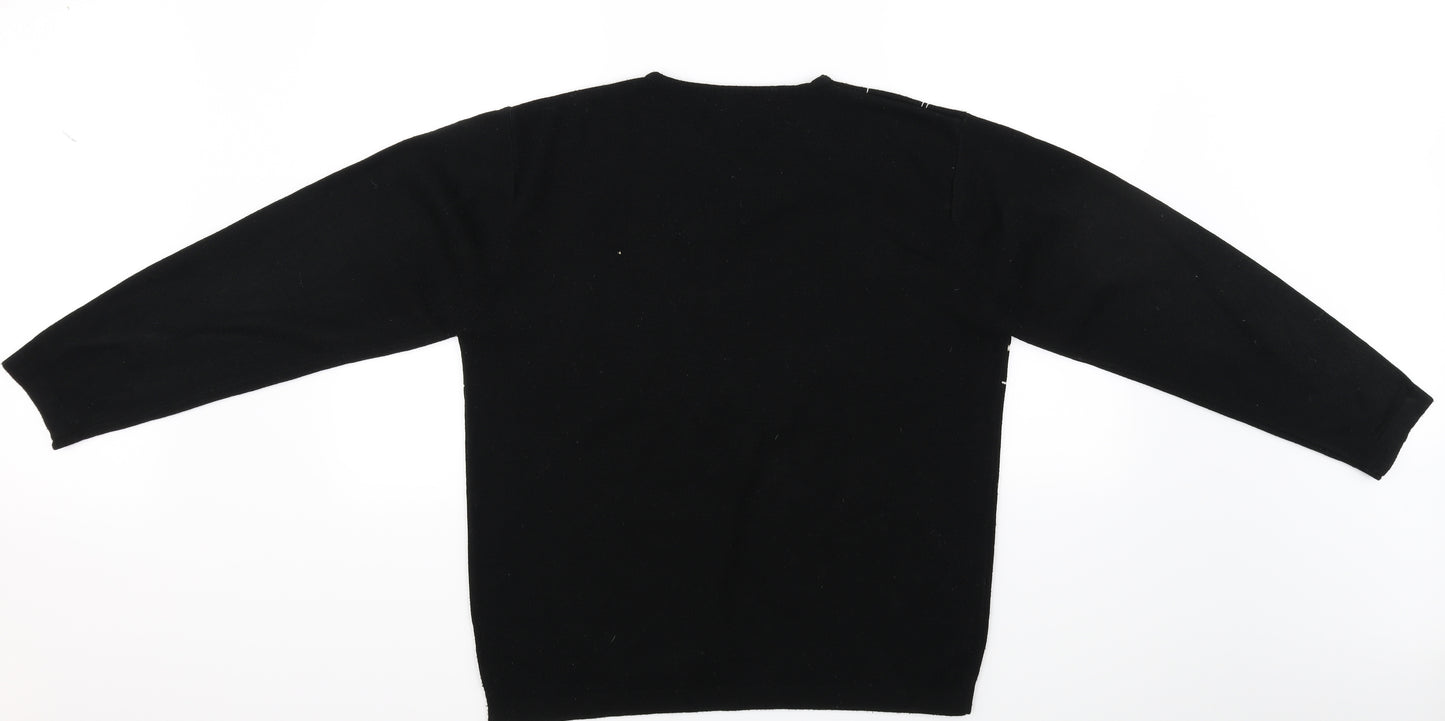 Fashion Union Mens Black Check  Pullover Jumper Size M