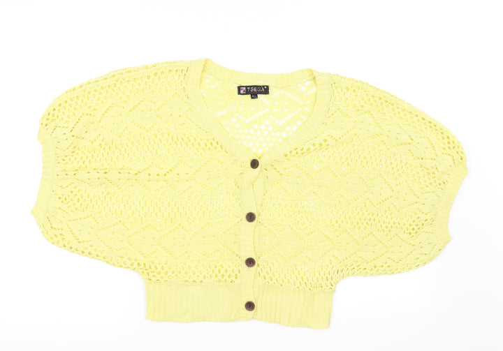 Tsega Womens Yellow   Cardigan Jumper Size L