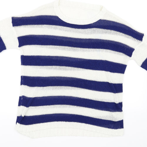 Preworn Womens White Striped  Pullover Jumper Size L