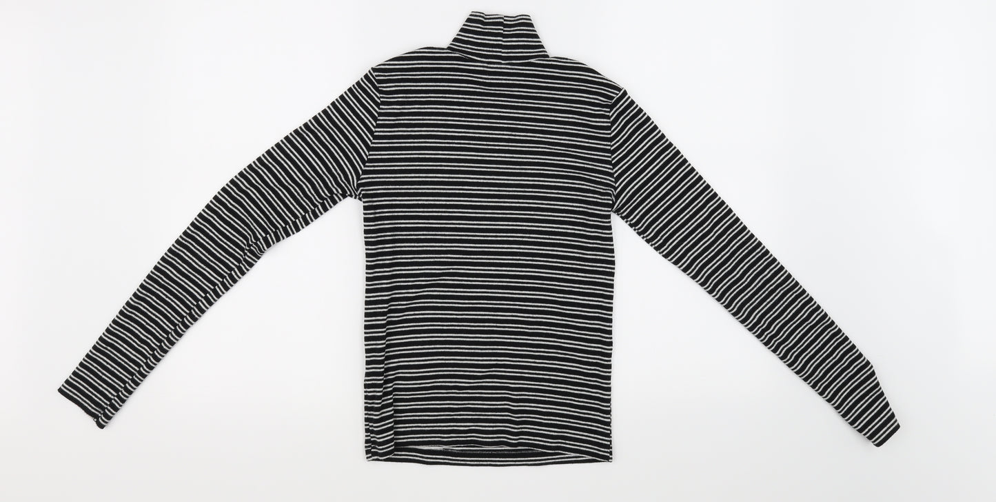 Zara Womens White Striped  Basic T-Shirt Size 6