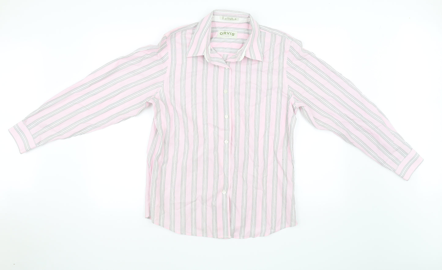 Orvis Womens Pink Striped  Basic Button-Up Size 12