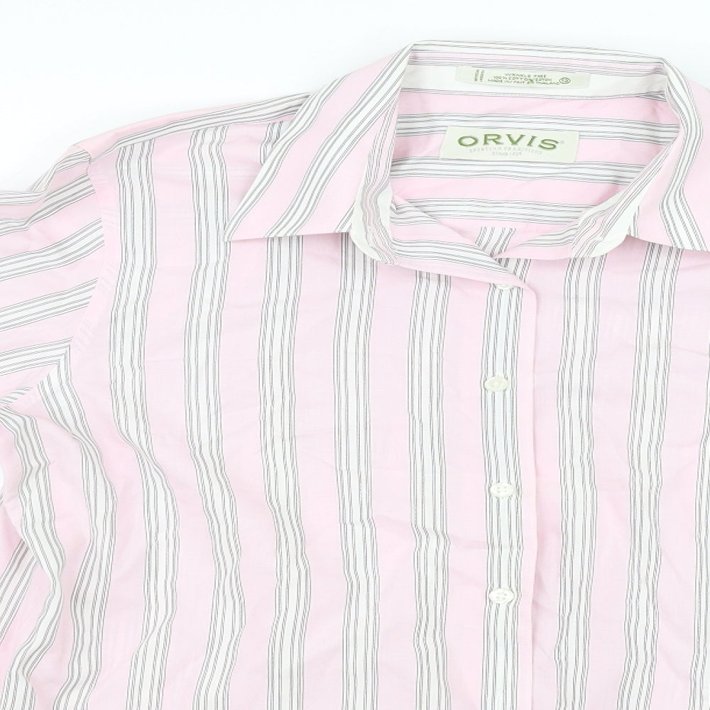 Orvis Womens Pink Striped  Basic Button-Up Size 12