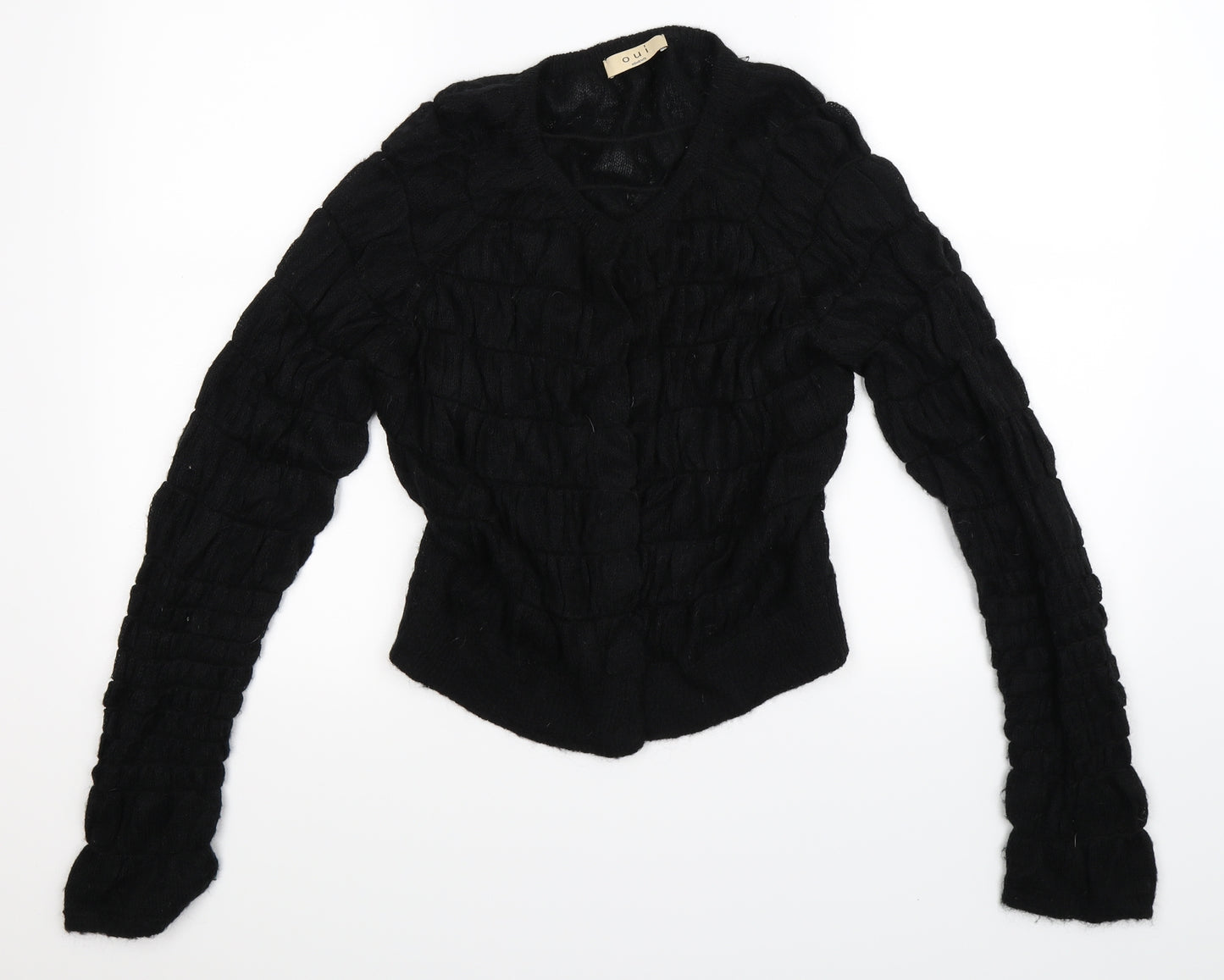 Oui Womens Black  Knit Cardigan Jumper Size 12