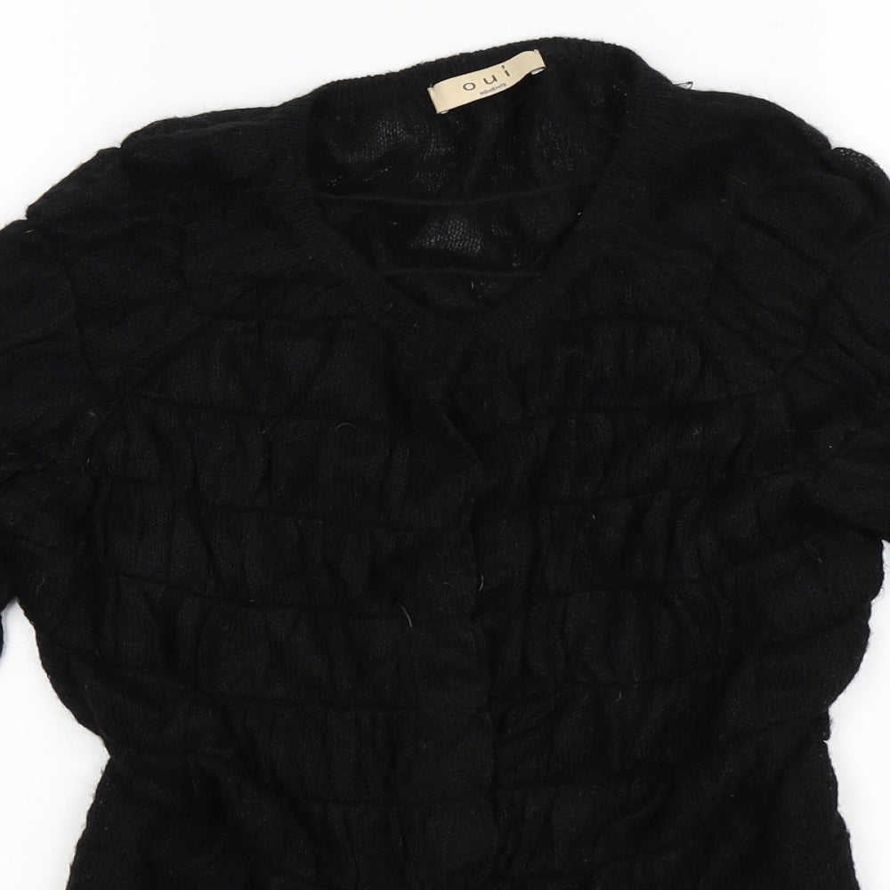 Oui Womens Black  Knit Cardigan Jumper Size 12