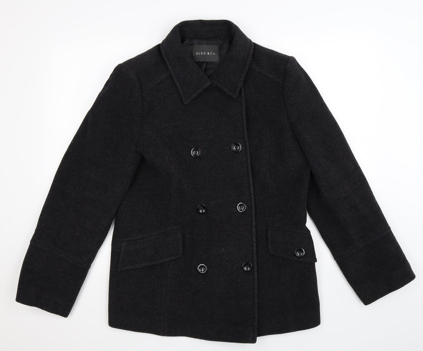 Alex & Co Womens Black   Pea Coat Coat Size 14