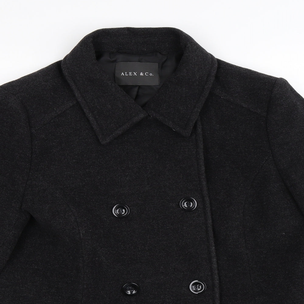 Alex & Co Womens Black   Pea Coat Coat Size 14