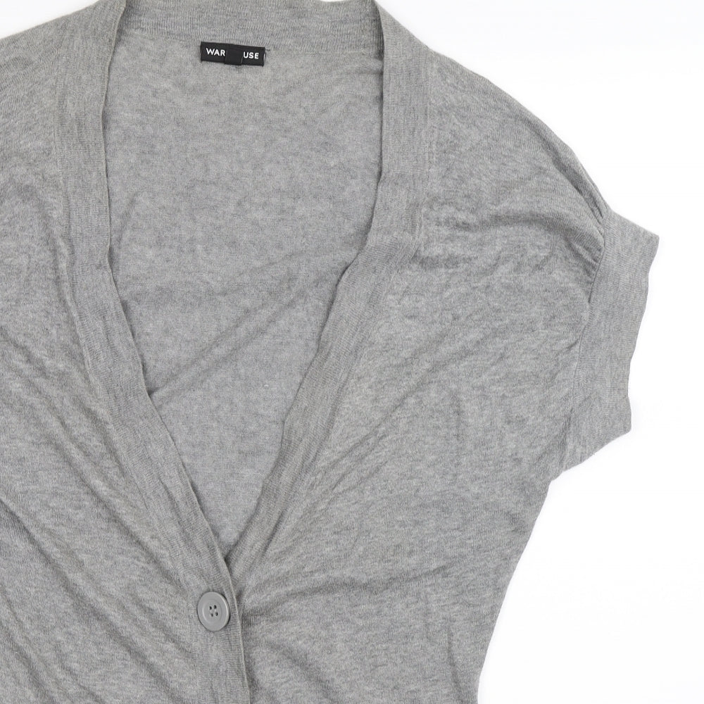 Warehouse Womens Grey  Knit Cardigan Jumper Size 10