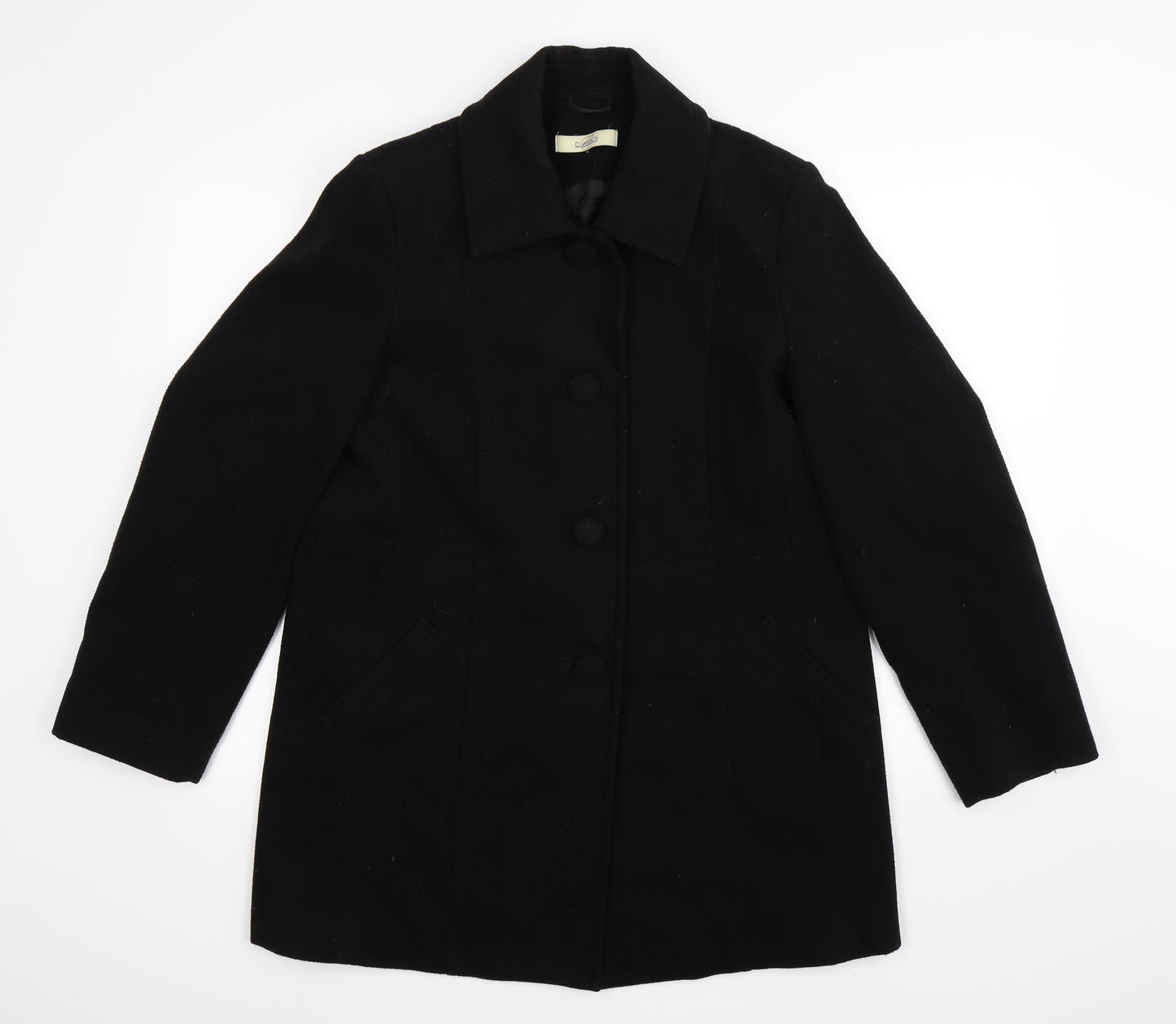 Classics Womens Black   Pea Coat Coat Size 14