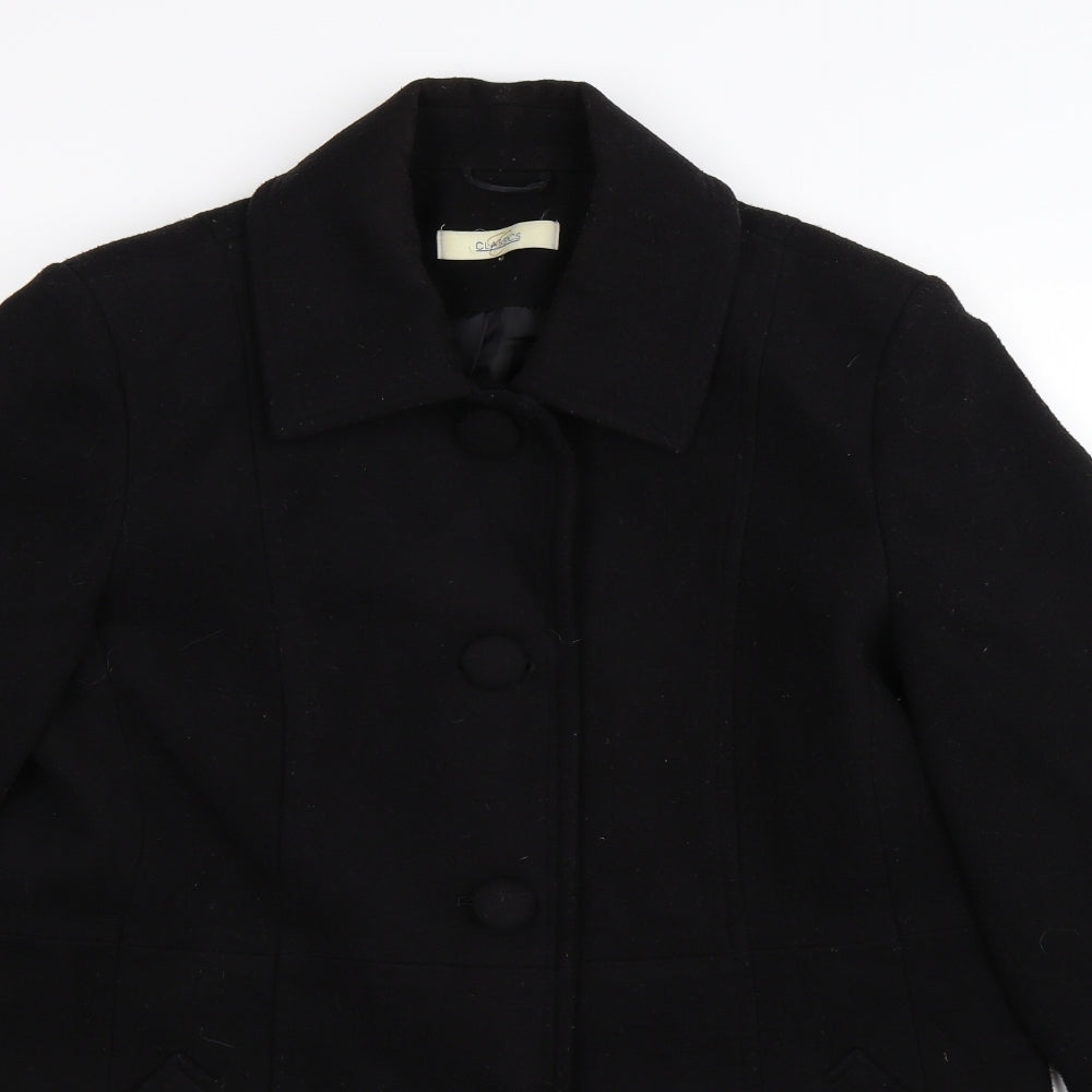 Classics Womens Black   Pea Coat Coat Size 14