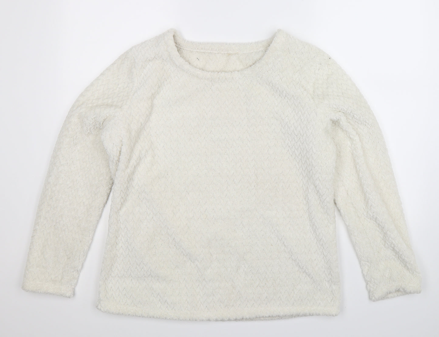 George Womens White  Fleece Top Pyjama Top Size 14