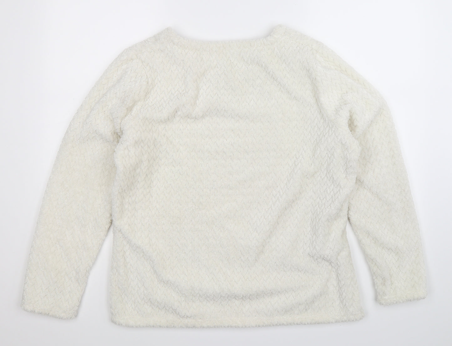 George Womens White  Fleece Top Pyjama Top Size 14