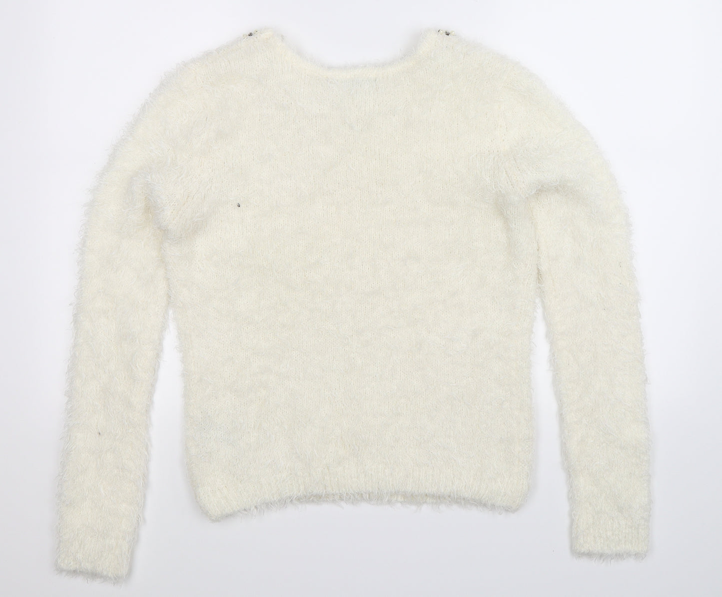 Heart & Soul Womens White  Knit Pullover Jumper Size 12