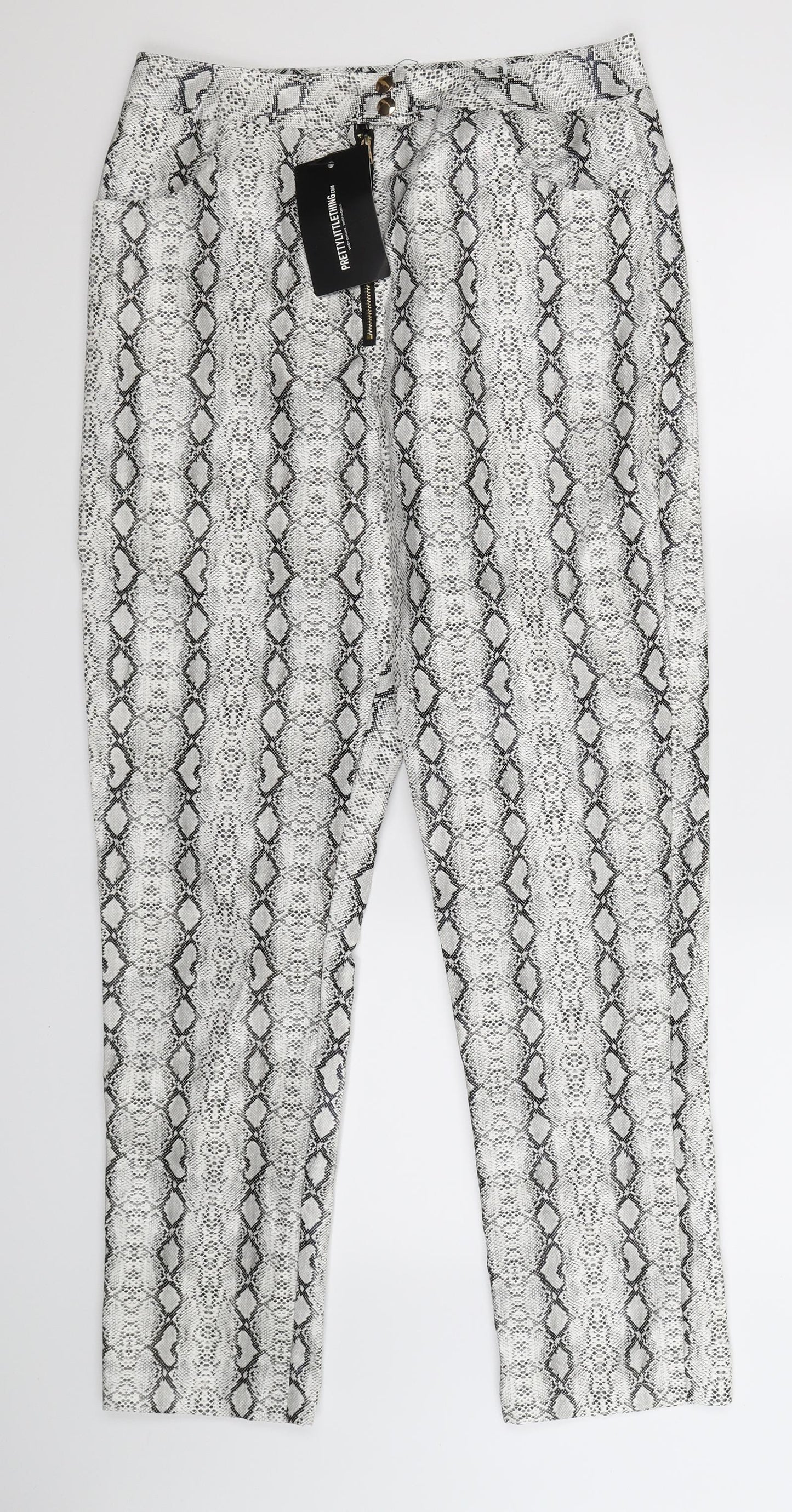 PRETTYLITTLETHING Womens Multicoloured Animal Print  Jegging Trousers Size 12 L30 in - Faux Leather