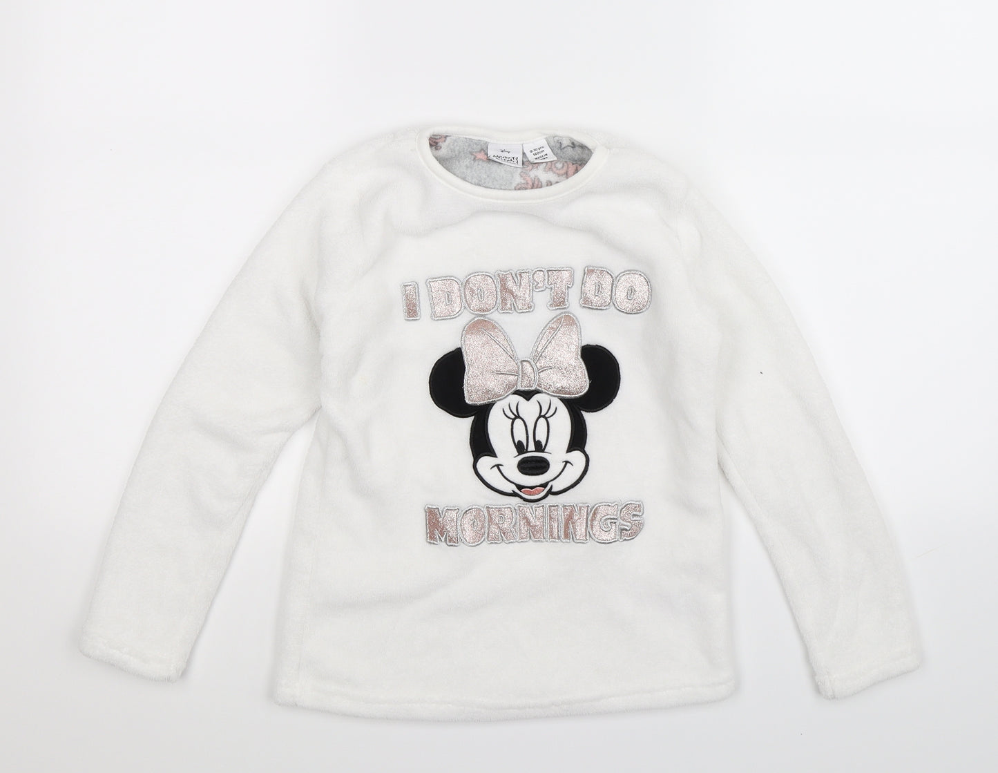 Primark Girls White  Fleece Pullover Sweatshirt Size 9-10 Years  - Minnie Mouse