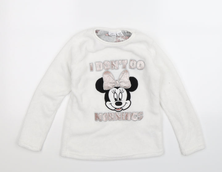 Primark Girls White  Fleece Pullover Sweatshirt Size 9-10 Years  - Minnie Mouse