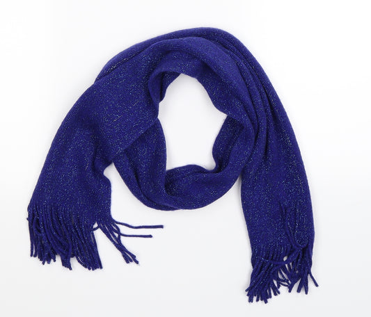 Front view of Preworn women’s blue knit scarf