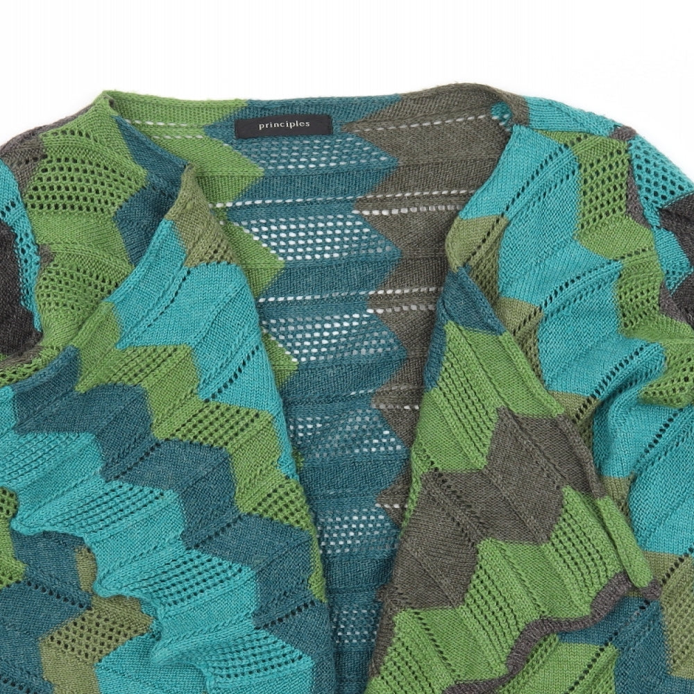 Principles Womens Green Striped Knit Cardigan Jumper Size L