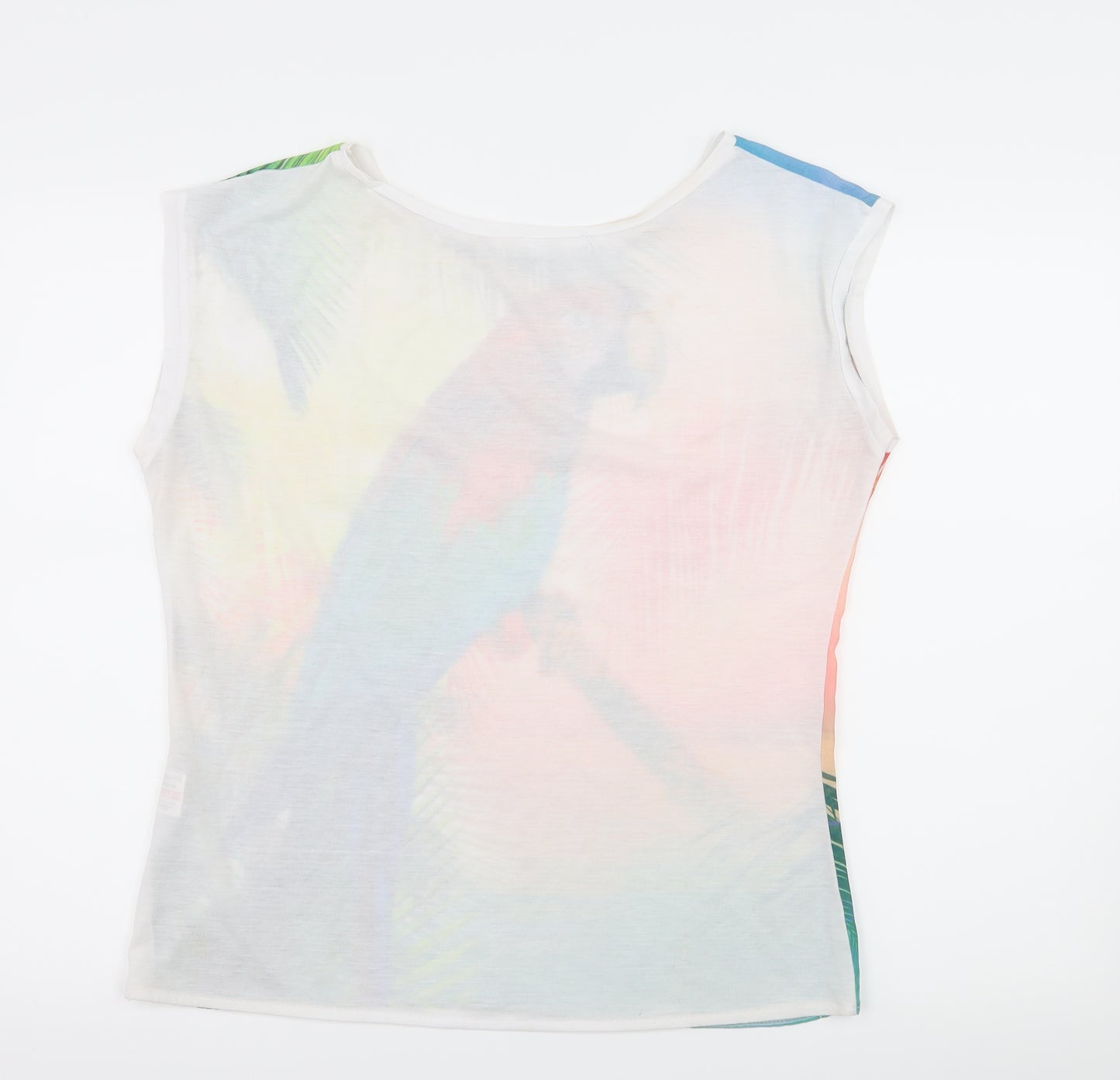 Papaya Womens White   Basic T-Shirt Size 14  - Parrot