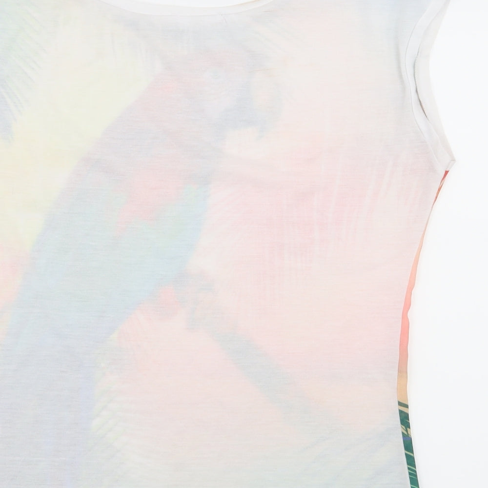 Papaya Womens White   Basic T-Shirt Size 14  - Parrot