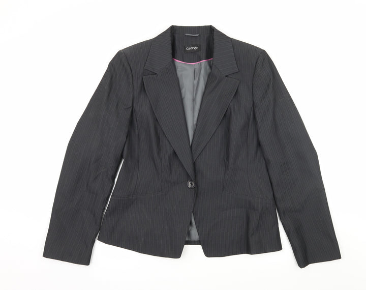 George Womens Grey Striped Jacket Suit Jacket Size 14