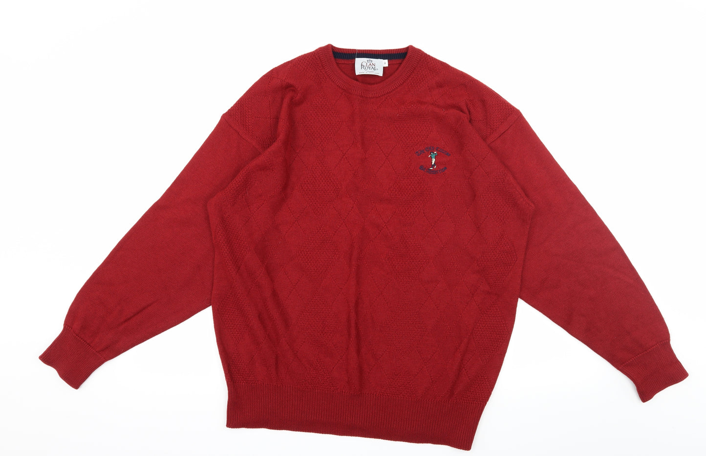 Clan Royal Mens Red  Knit Pullover Jumper Size M  - Golfer