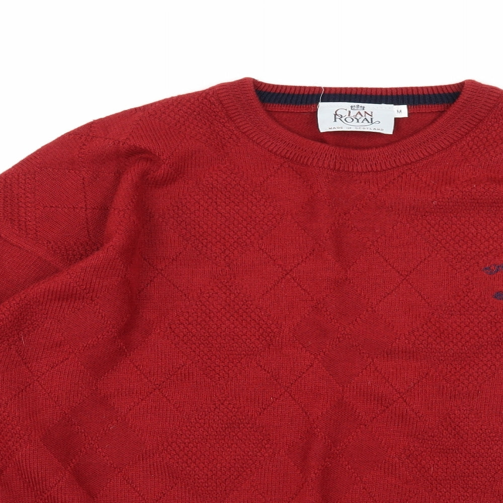 Clan Royal Mens Red  Knit Pullover Jumper Size M  - Golfer