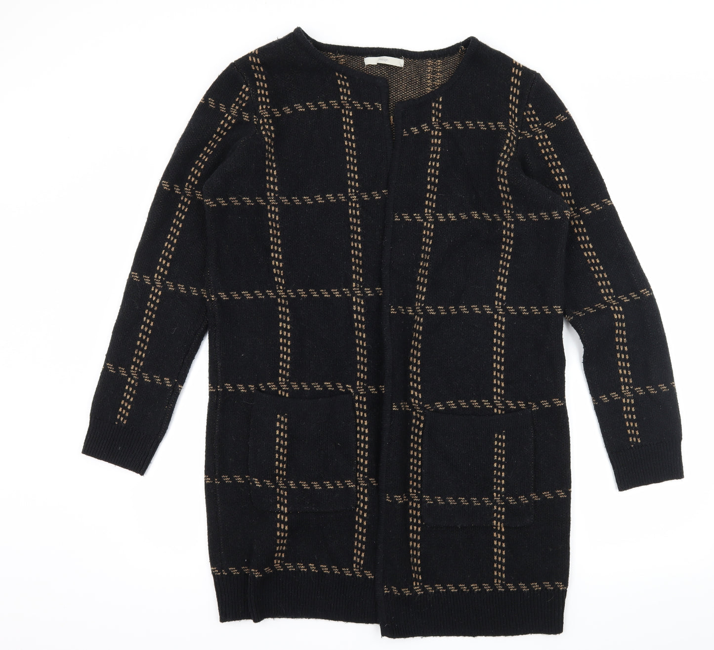 George Womens Black Check Knit Cardigan Jumper Size 14
