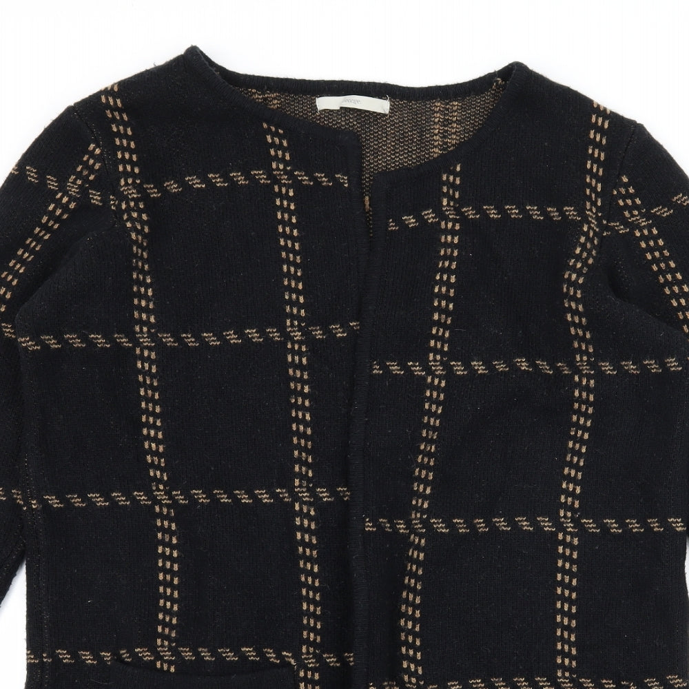 George Womens Black Check Knit Cardigan Jumper Size 14
