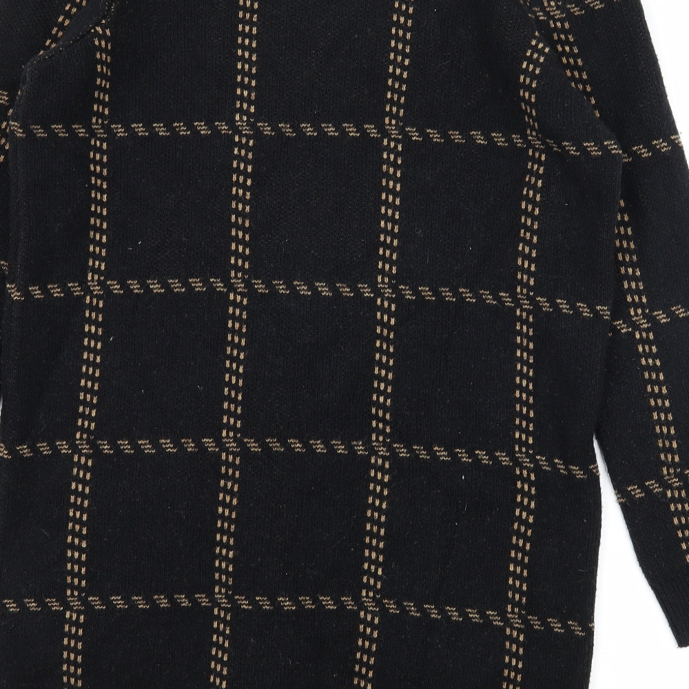 George Womens Black Check Knit Cardigan Jumper Size 14