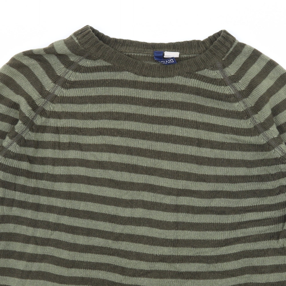 H&M Mens Green Striped Knit Pullover Jumper Size S