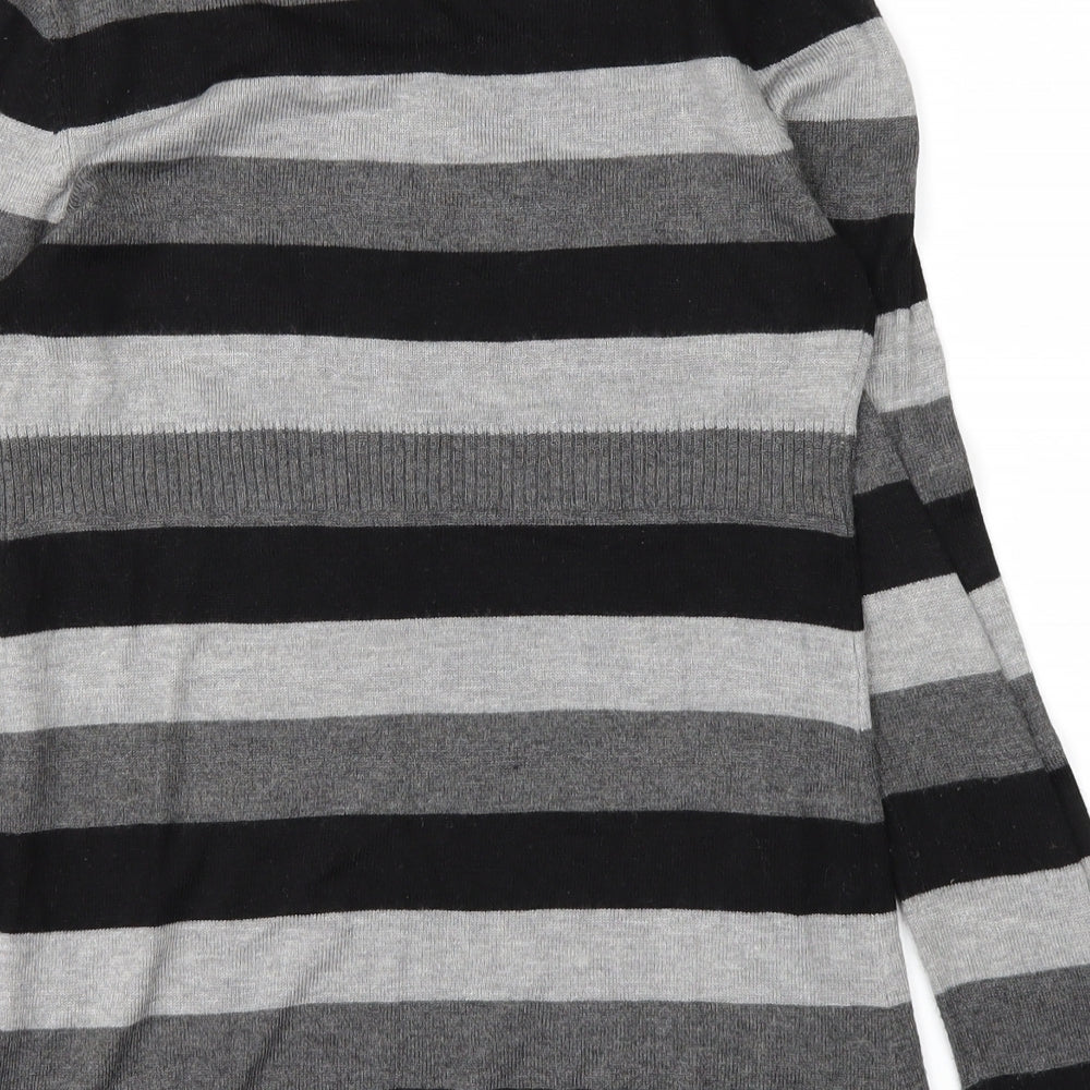 H&M Girls Grey Striped Knit Basic T-Shirt Size 12-13 Years