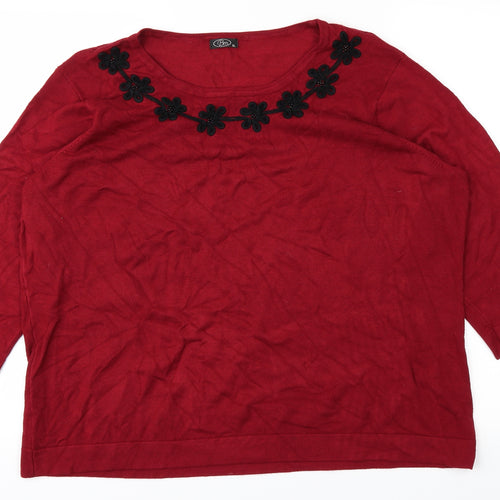BM Womens Red  Knit Pullover Jumper Size XL